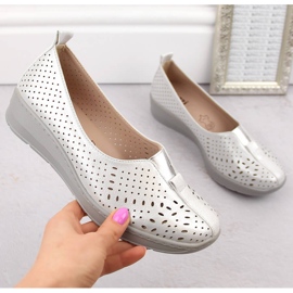 Durchbrochene Silber-Slipper für Damen Jezzi RMR1840-13 1