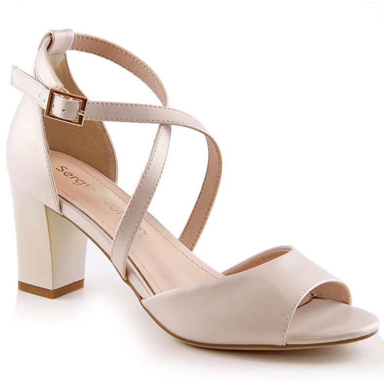 Beige Perlensandalen für Damen auf der Post Sergio Leone SK862 1