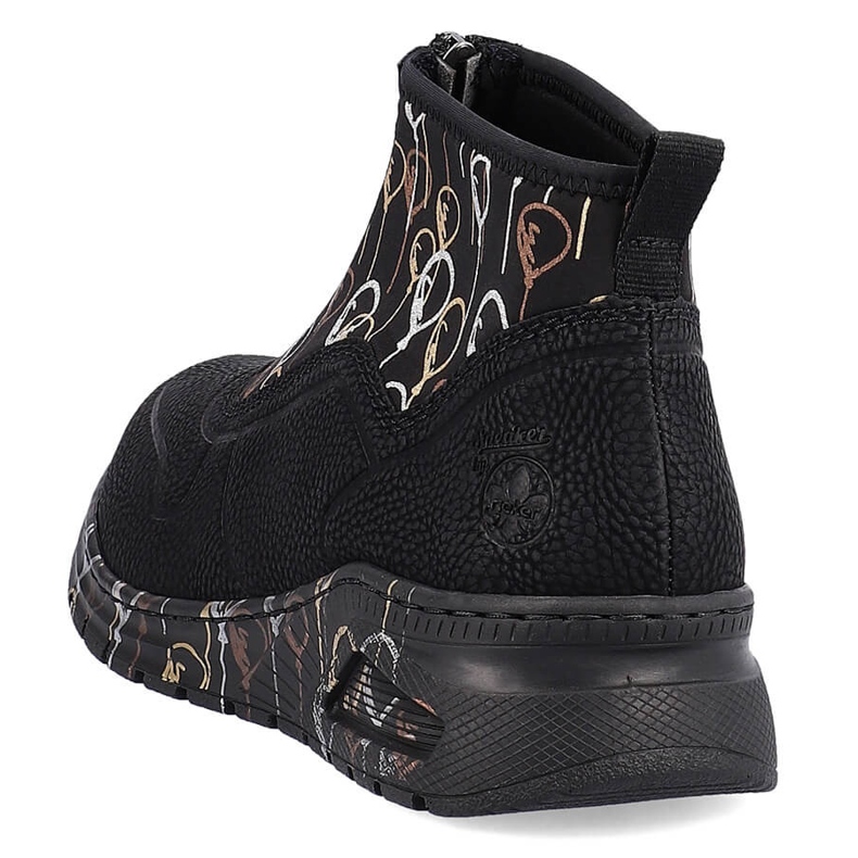 Stiefeletten für Damen, Sport-Sneaker mit Reißverschluss, schwarz Rieker M4953-00 1