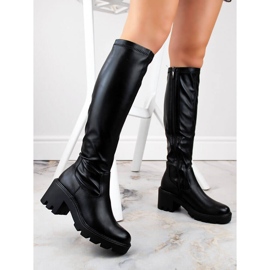 Damenstiefel mit hohen Absätzen und Plateau, elastisch, isoliert, schwarz Potocki SZ12267 2