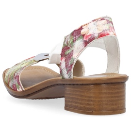 Bequeme Damen-Slip-On-Sandalen mit Blumen, mehrfarbig Rieker 62662-90 weiß 10