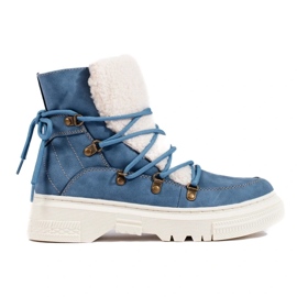 Blaue Damen-Schneestiefel mit Schaffell 2