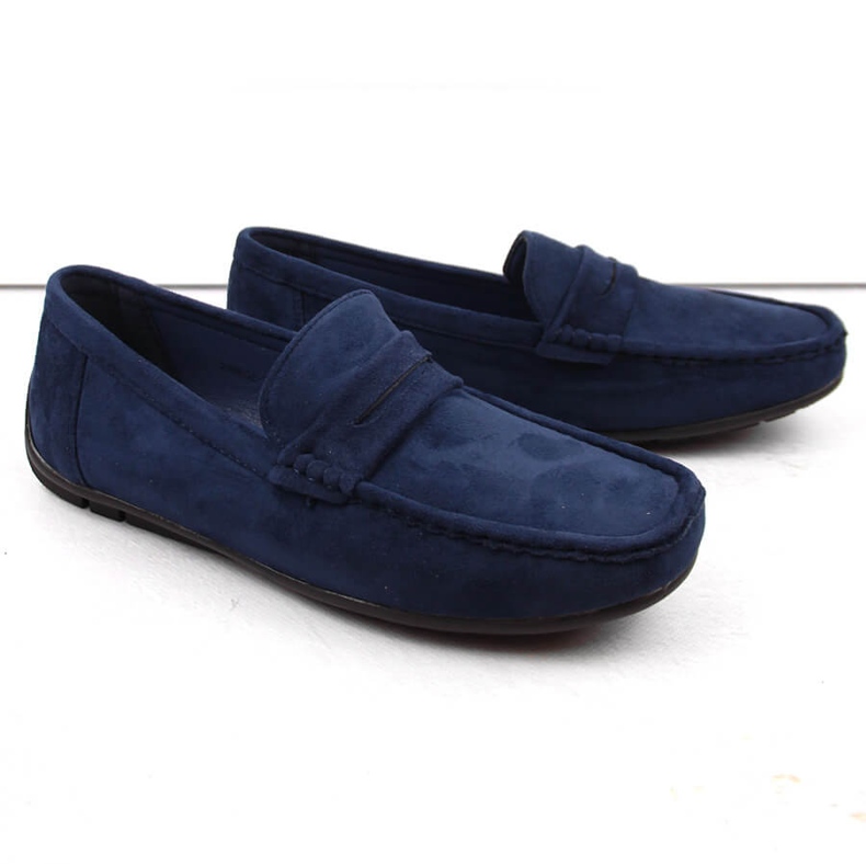 News Wildlederschuhe, Herren-Slip-On-Mokassins, Marineblau Unisoft 7710 2