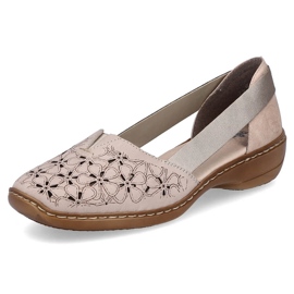 Bequeme Damen-Sommer-Slipper aus Leder, beige Rieker 41356-60 19