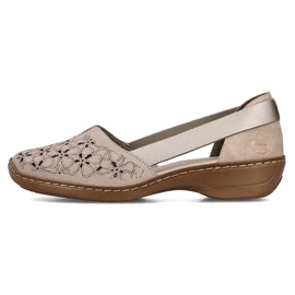 Bequeme Damen-Sommer-Slipper aus Leder, beige Rieker 41356-60 3