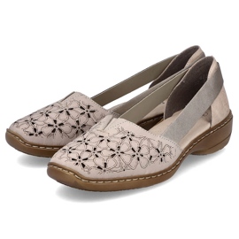 Bequeme Damen-Sommer-Slipper aus Leder, beige Rieker 41356-60 6
