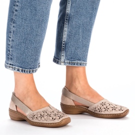 Bequeme Damen-Sommer-Slipper aus Leder, beige Rieker 41356-60 10