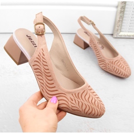 Damen-Sandalen aus Wildleder mit niedrigem Absatz, rosa Jezzi RMR2263-4 2