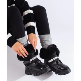 Damen-Schneestiefel mit Gummiband schwarz 1