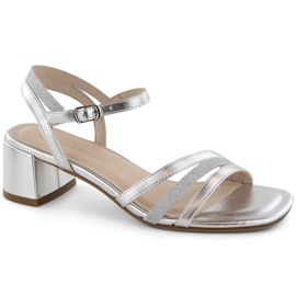Silberne Lack-Damensandalen mit hohen Absätzen Sergio Leone SK046 1