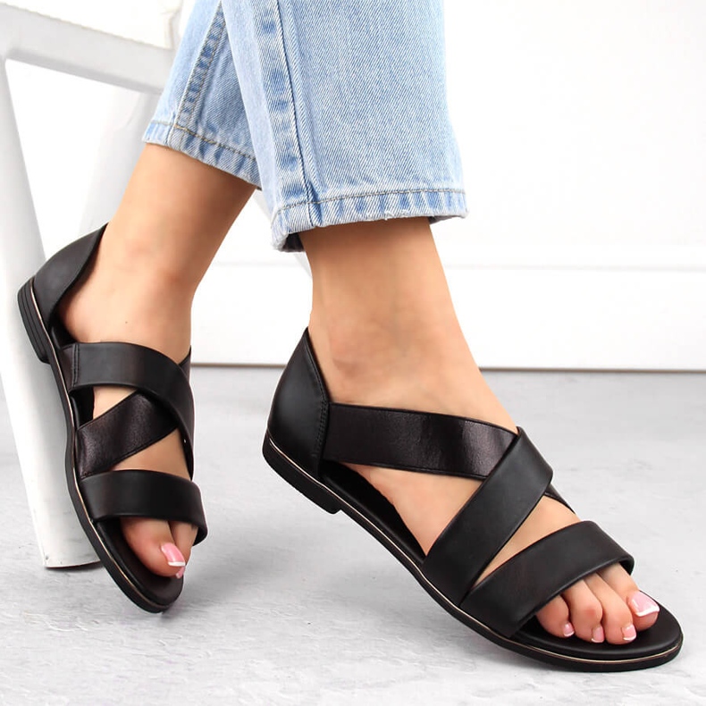 Damen-Slipper-Sandalen mit Gummiband, schwarz Jezzi 3882 2