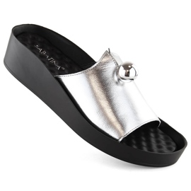 Damen-Flip-Flops Sabatina in Metallic-Silber 2318-1 1