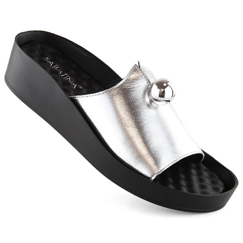 Damen-Flip-Flops Sabatina in Metallic-Silber 2318-1 1