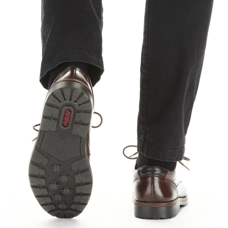 Bequeme Herrenschuhe aus Leder mit Gummizug, braun, Rieker 15320-25 2