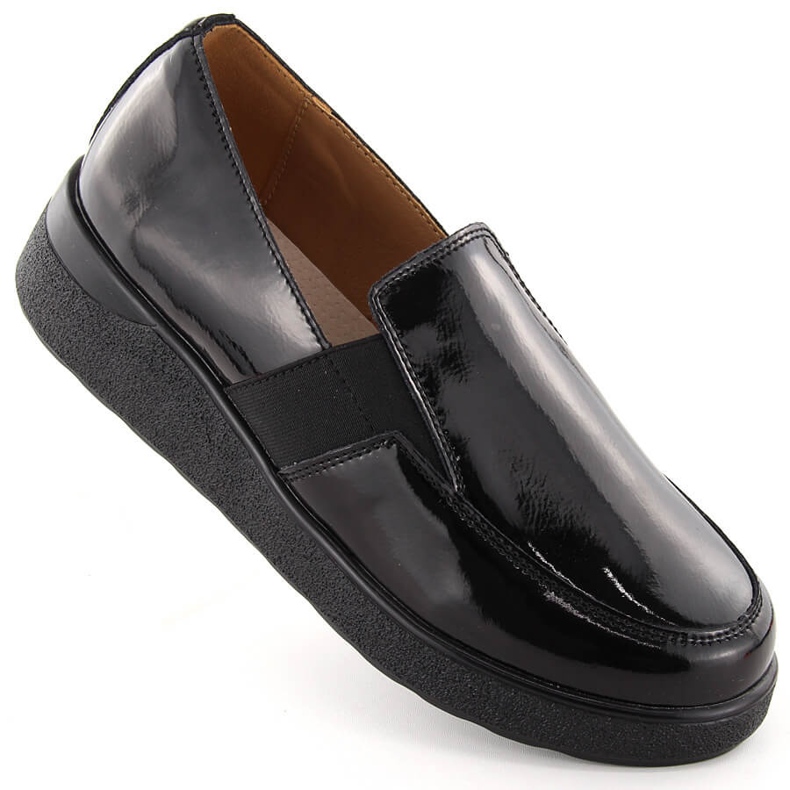 Schwarze Slip-On-Schuhe aus Lackleder für Damen von T.Sokolski J24-440 1