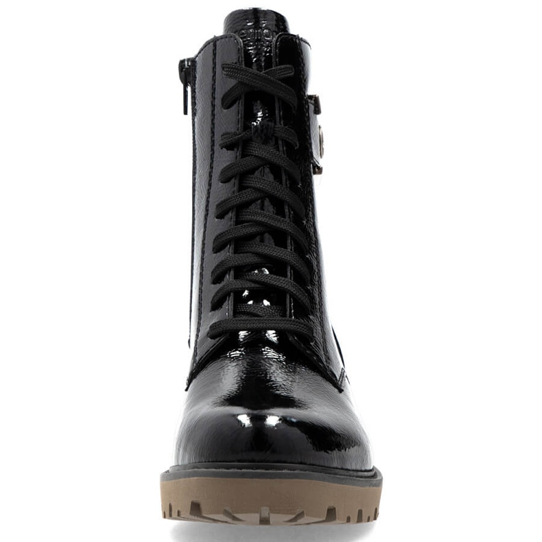 Schwarze Damenstiefel aus Lackleder Remonte D8663-00 2