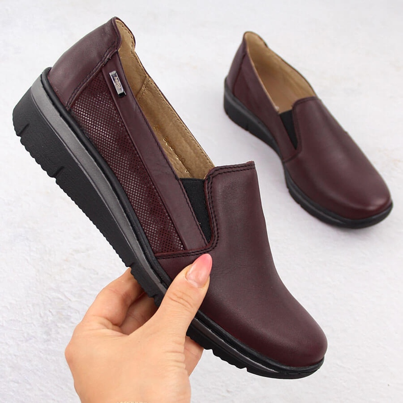 Bequeme kirschrote Damen-Lederschuhe Helios 350-2 1