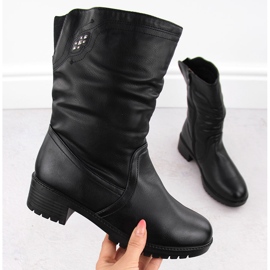 Isolierte hohe schwarze Damenstiefeletten Filo Donna Z24-43 1