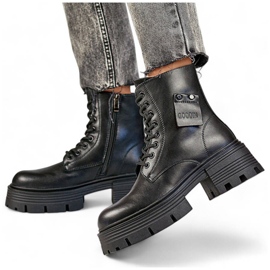 Damen-Lederarbeiterinnen auf der Plattform, schwarz GD-TL56B 1