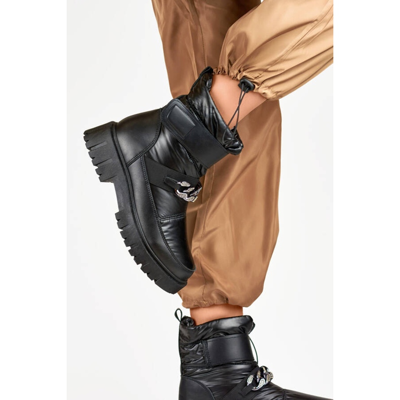 Damen-Schneestiefel mit Klettverschlusskette, schwarz JH-5B 2