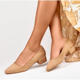 Goodin Damenpumps aus Wildleder mit niedrigem Absatz, beige GD-XR106BE 1