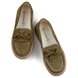 Damen-Ledermokassins khakigrün Goodin GD-SW4005KH 1