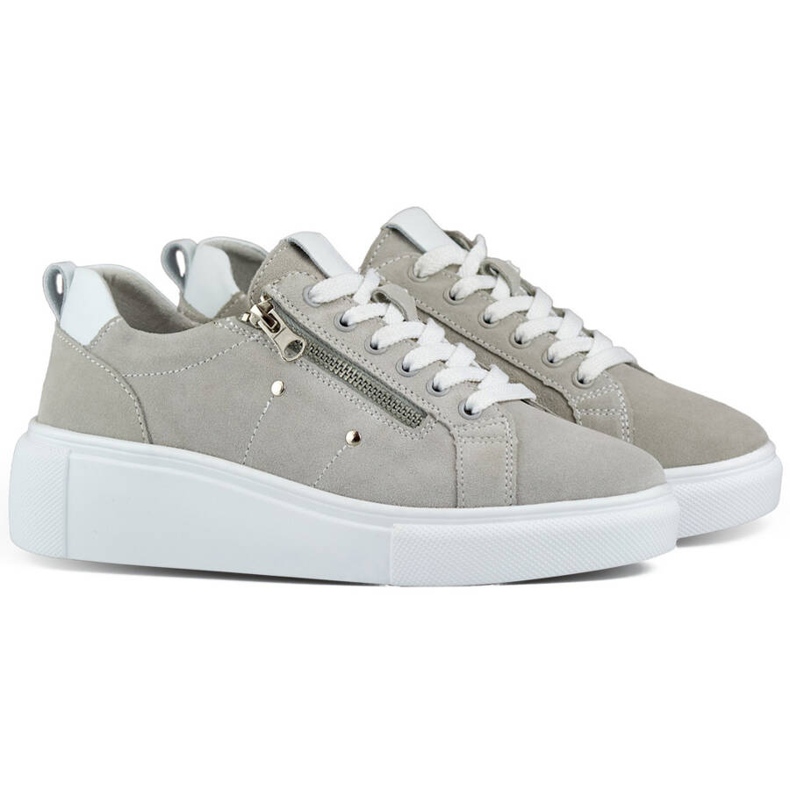 Goodin Damen-Sportschuhe aus Leder auf der Plattform, grau GD-LX1001G 1