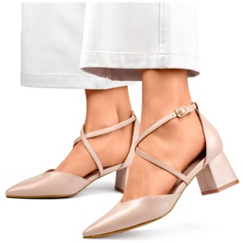 Riemchenpumps für Damen mit hohem Absatz, beige GD-FL1150D.BE 1