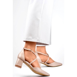 Riemchenpumps für Damen mit hohem Absatz, beige GD-FL1150D.BE 2