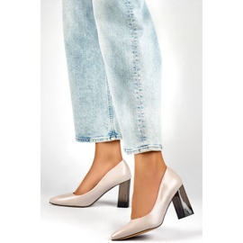 Spitze Damenpumps mit hohem Zierabsatz, beige GD-FL486A-L.BE 2