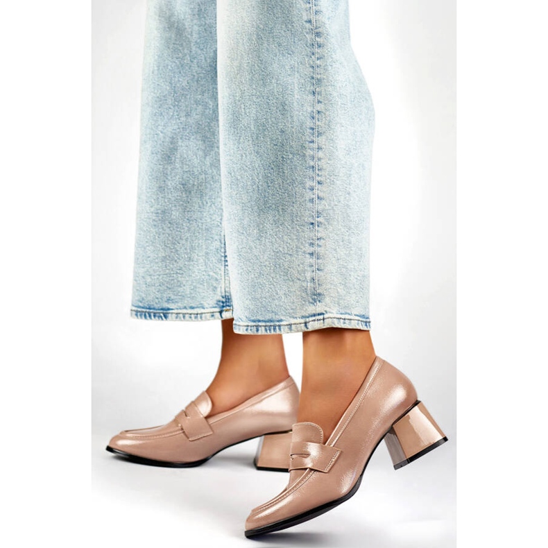 Beigefarbene Damen-Lackschuhe mit hohen Absätzen GD-FL471BE 2