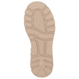 Damen-Lederstiefel mit Fell auf der braunen Plateausohle Rieker 70402-24 beige 9