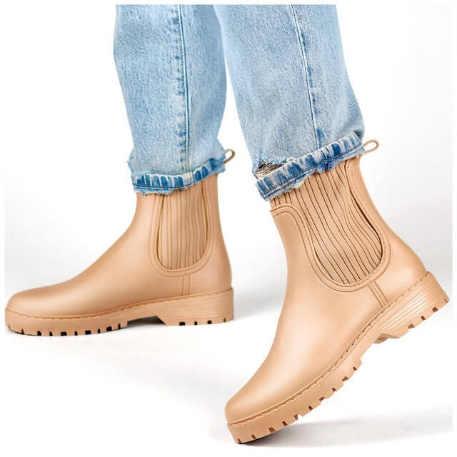 Damen-Chelsea-Stiefel mit elastischem Obermaterial und Decksohle, beige S27BE 1