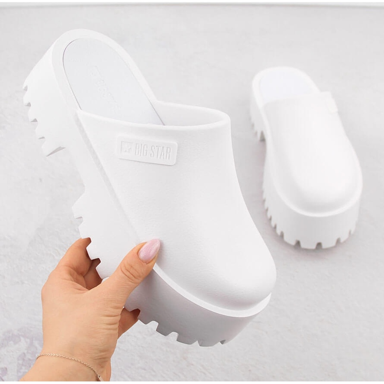 Weiße Damen-Flip-Flops Big Star NN274015 mit massiver Sohle 1