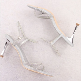 Potocki Silberne Damensandalen mit hohen Absätzen und Zirkonen LE20326 silber- 3