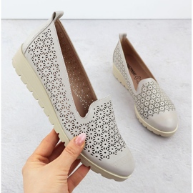 Frauenschuhe auf der Erhebung von Openwork Beige M. Daszyński MR1628-20 1