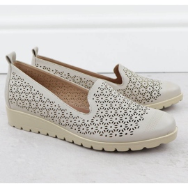 Frauenschuhe auf der Erhebung von Openwork Beige M. Daszyński MR1628-20 2