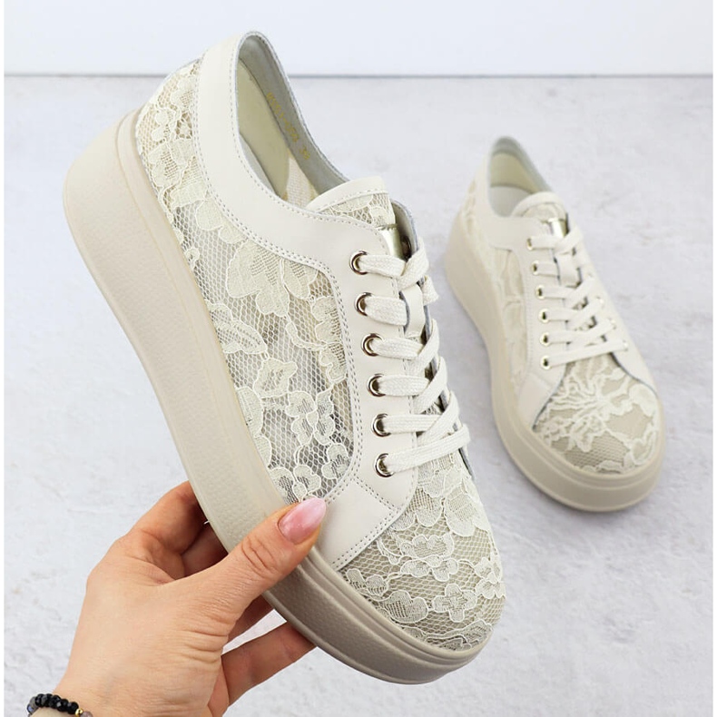 Schuhe auf der Beige Lace-Plattform S.Barski Hy51-059 1