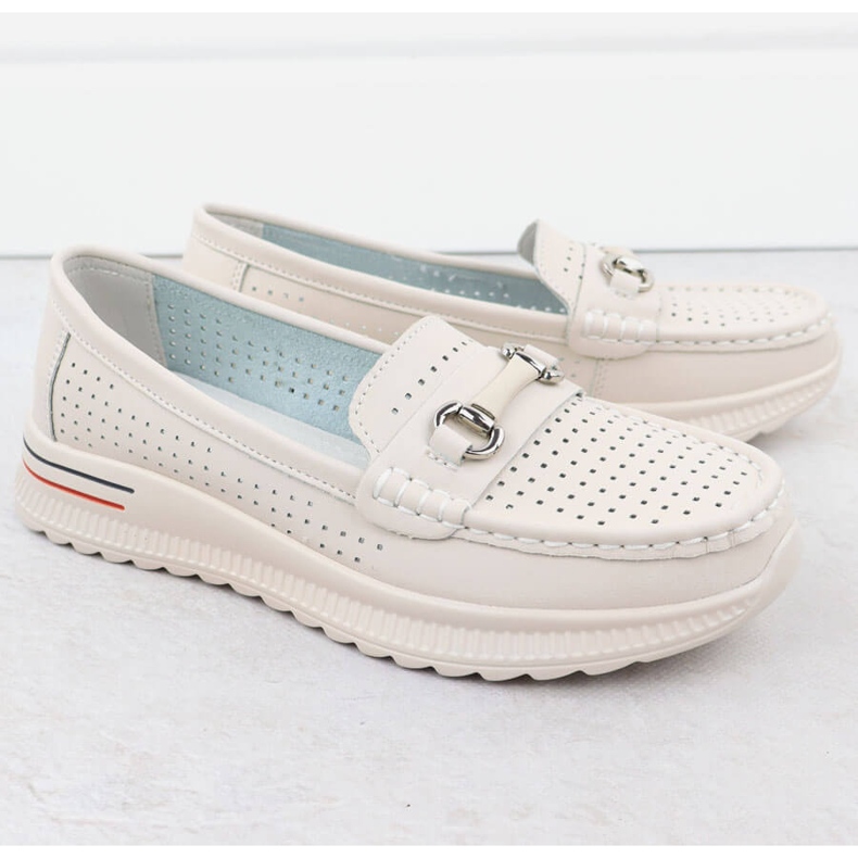 Openwork Lederschuhe, Beige -Laibers Vinceza 95331 2