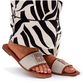 Elegante Frauenflip -Flops mit Kamel -Flachdekoration Dekoration braun 8