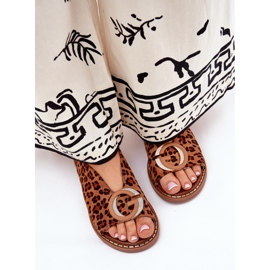 Flache Sandalen mit Dekoration Brauner Leopardendruck 5