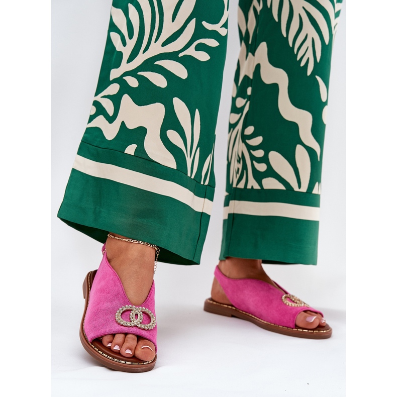 Frauensandalen mit flachem Eco -Haeled Pink rosa 2