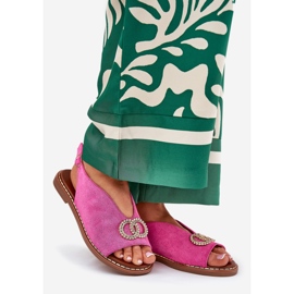 Frauensandalen mit flachem Eco -Haeled Pink rosa 1