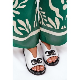 Flach -gekräuselte Sandalen mit einem Öko -Ornament Silberleder silber- 5