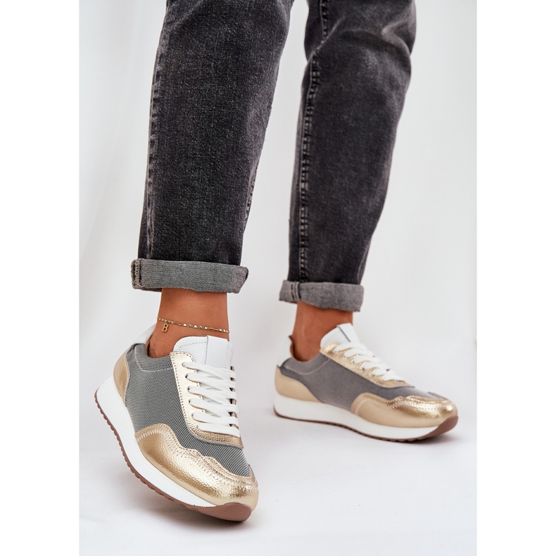 S.Barski Ledersportschuhe Sneaker Frauen LR51-847 PLN golden 2
