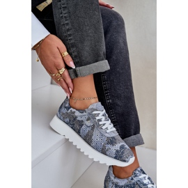 S.Barski Wildleder gemusterte Sportschuhe auf einer Plattform mit D &amp; A LR51-635 Glitzer blau 1