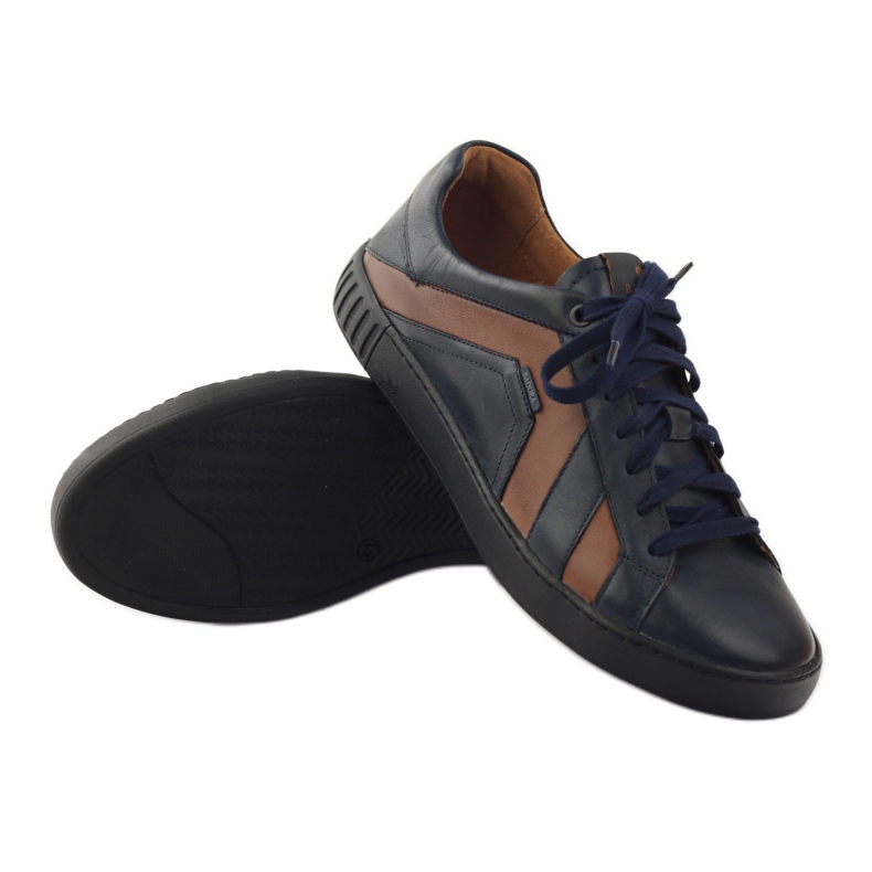 Badura 3387 marineblaue Sportschuhe braun 3