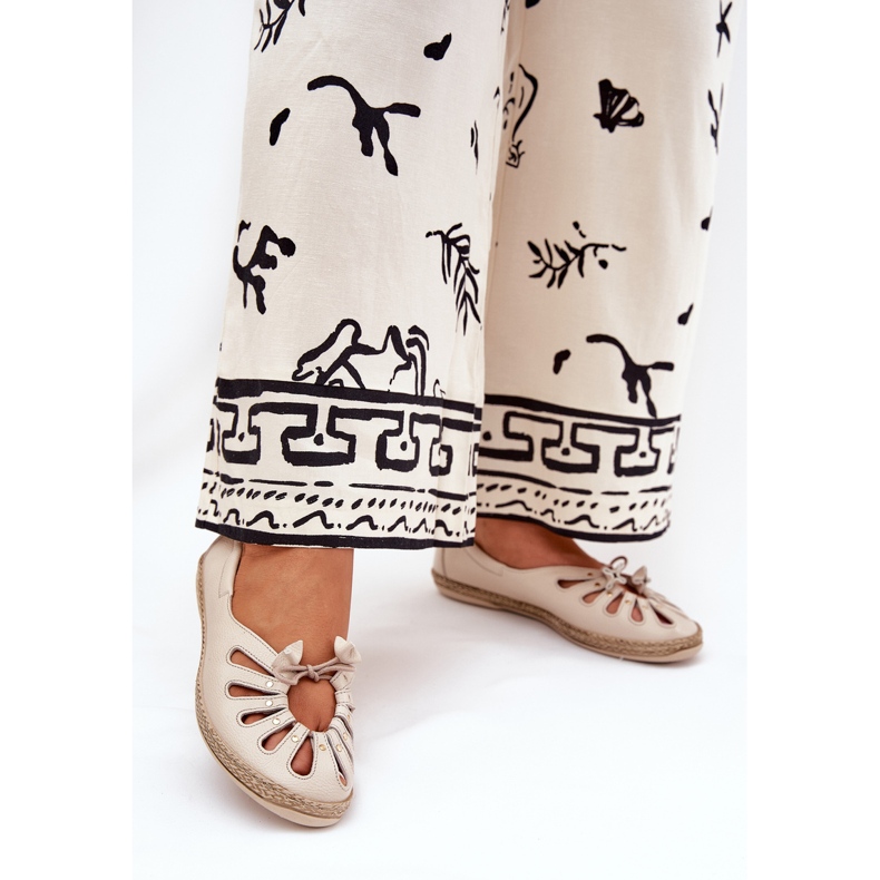 Flache Ballerinas aus natürlichen Leder Zazoo 10179 Beige 2