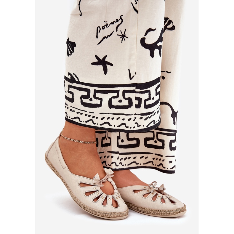 Flache Ballerinas aus natürlichen Leder Zazoo 10179 Beige 1