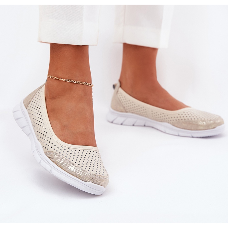 Leder Openwork Vinceza Ballerinas 95323 Beige 2